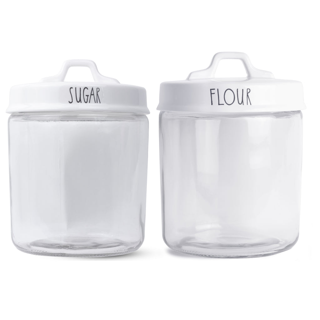 Flour & Sugar 4 qt. Glass Jars with Porcelain Lids